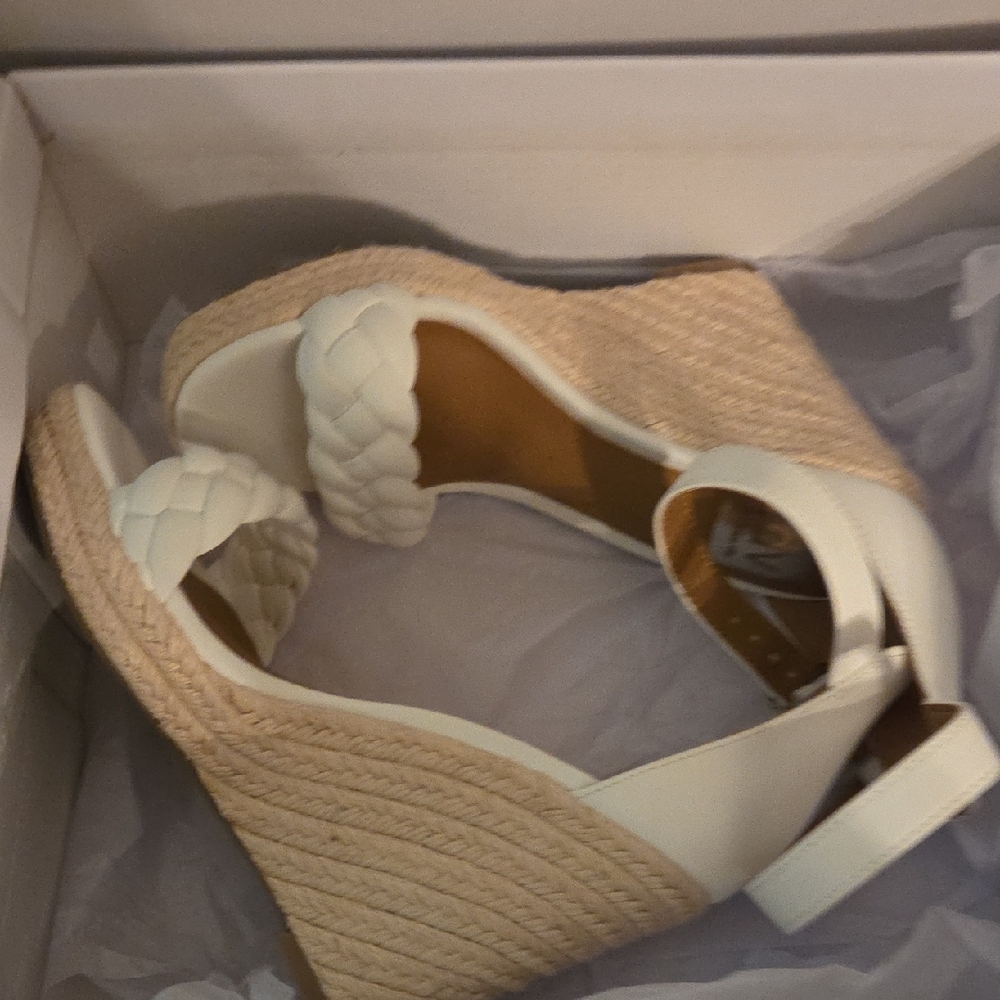 New! Dolce Vita Cream and Tan Wedge Sandals